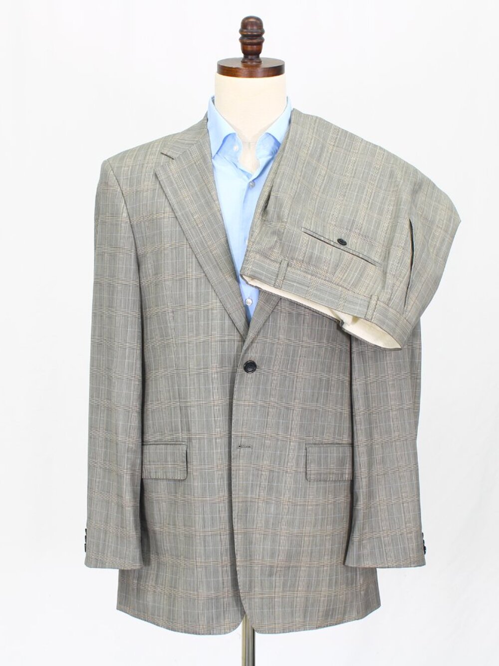 Giovane Gentile 44L 36x33 Gray Full Suit 2-Button Check R742